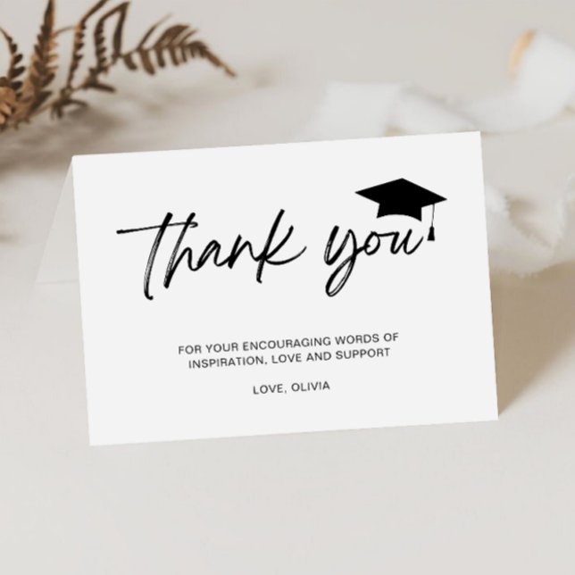 Minimalist Script Graduation  Thank You Card (Creator Uploaded)