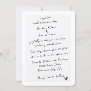 Minimalist Script Hand Written Typography Wedding Invitation