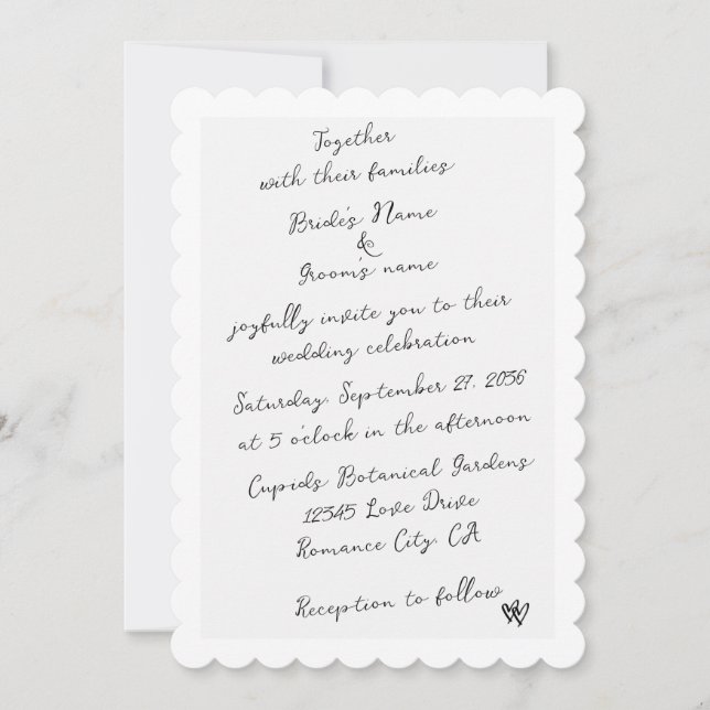 Minimalist Script Hand Written Typography Wedding Invitation (Front)