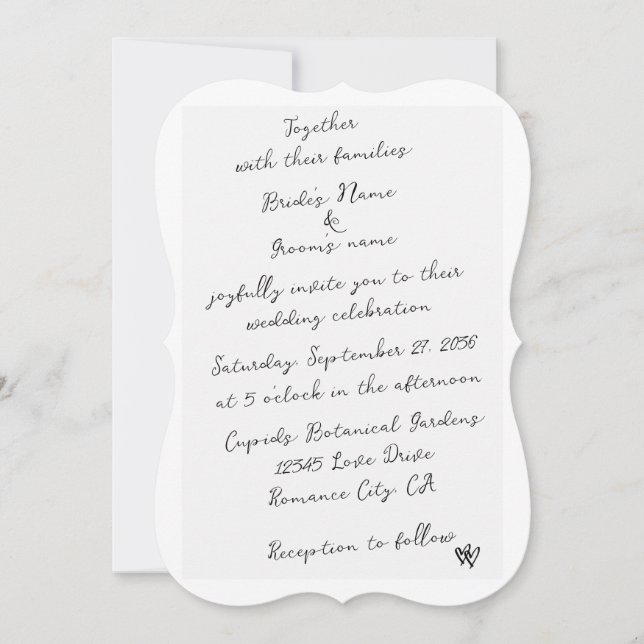 Minimalist Script Hand Written Typography Wedding Invitation (Front)