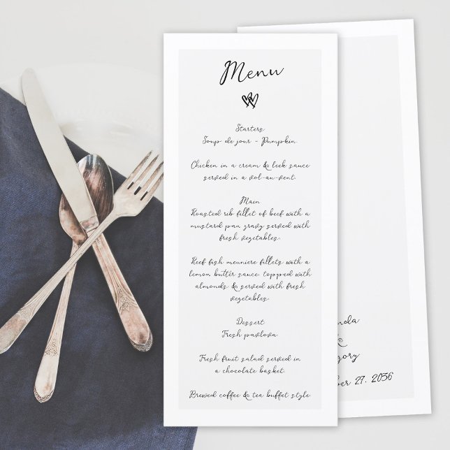 Minimalist Script Hand Written Typography Wedding Menu (Minimalist Script Hand Written Typography Wedding Menu)