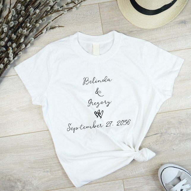 Minimalist Script Hand Written Typography Wedding T-Shirt (Minimalist Script Hand Written Typography Wedding T-Shirt)