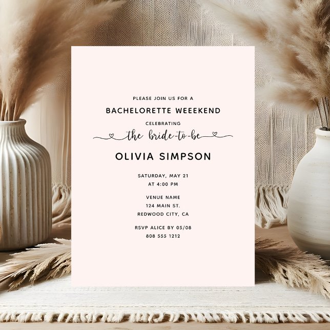 Minimalist Script Heart Bachelorette Weekend Postcard (Creator Uploaded)