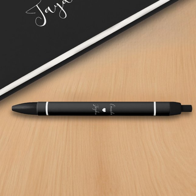 Minimalist Script Heart Simple Wedding Guest Book Black Ink Pen (Creator Uploaded)