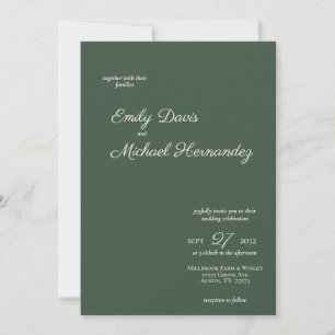 Minimalist Script Highland Moss Green Invitation