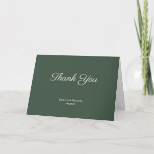 Minimalist Script Highland Moss Green Thank You Card