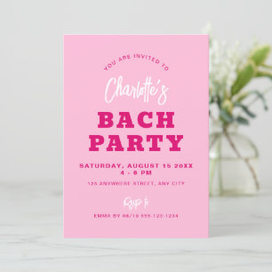 Minimalist Script Hot Pink Modern Bach Party Invitation
