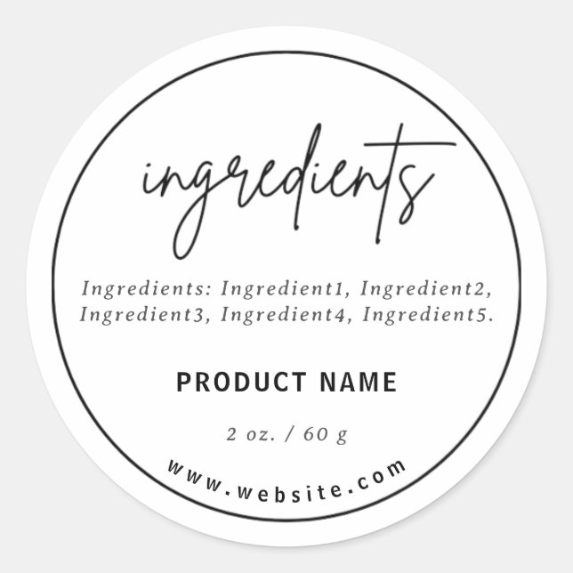 Minimalist Script Ingredients Product Label (Front)