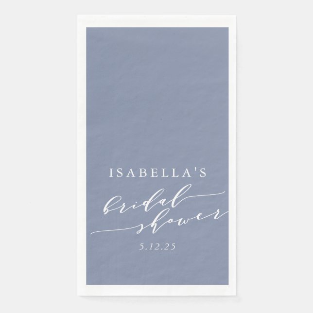 Minimalist Script Lettering Blue Bridal Shower  Napkin (Front)