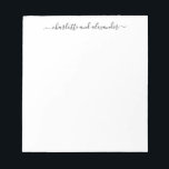 Minimalist Script Lettering Personalised Couples  Notepad<br><div class="desc">Minimalist Script Lettering Personalised Couples Notepad</div>