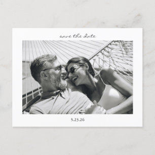 Minimalist Script Lettering Photo Save The Date Announcement Postcard