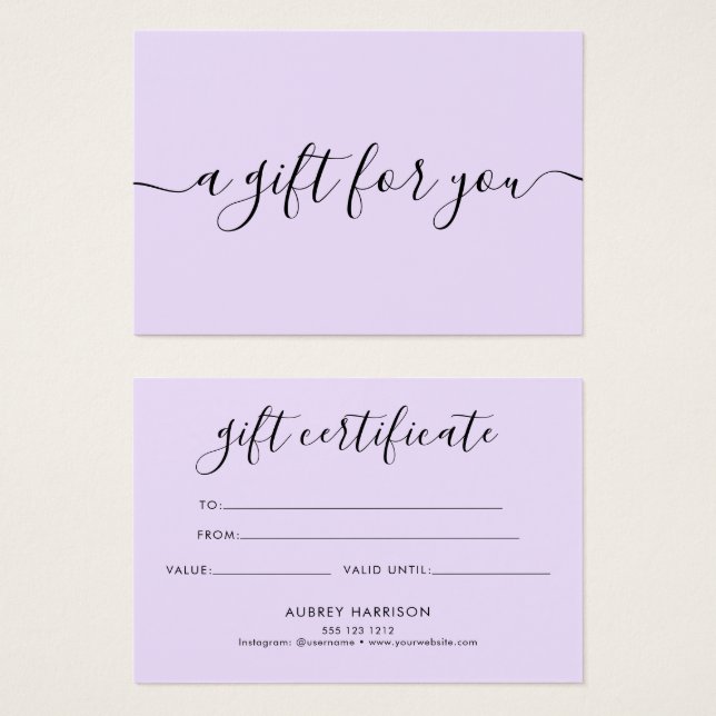 Minimalist Script Light Purple (Front & Back)