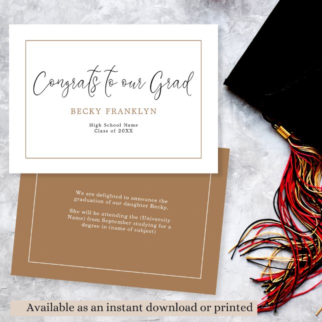 Minimalist Script Line Border Graduation Announcement (Creator Uploaded)