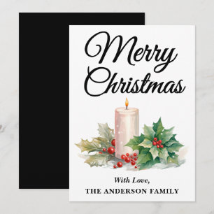Minimalist Script Merry Christmas Black & White Holiday Card