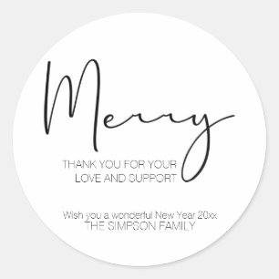 Minimalist Script Merry Christmas Elegant Classic Round Sticker