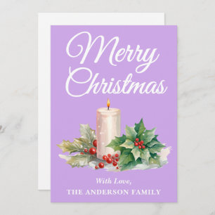 Minimalist Script Merry Christmas Lavender Holiday Card