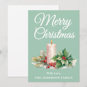 Minimalist Script Merry Christmas Mint Green Holiday Card