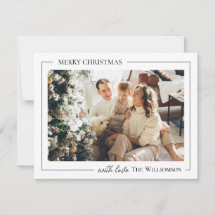Minimalist Script Merry Christmas with Photo Holiday Card