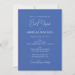 Minimalist Script Modern Bat Mitzvah Cute Blue Invitation<br><div class="desc">Custom Minimalist Script Blue Cute Modern Bat Mitzvah Invitation</div>