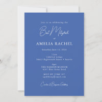 Minimalist Script Modern Bat Mitzvah Cute Blue