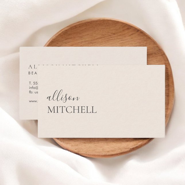 Minimalist Script Modern Beige Business Card (Creator Uploaded)