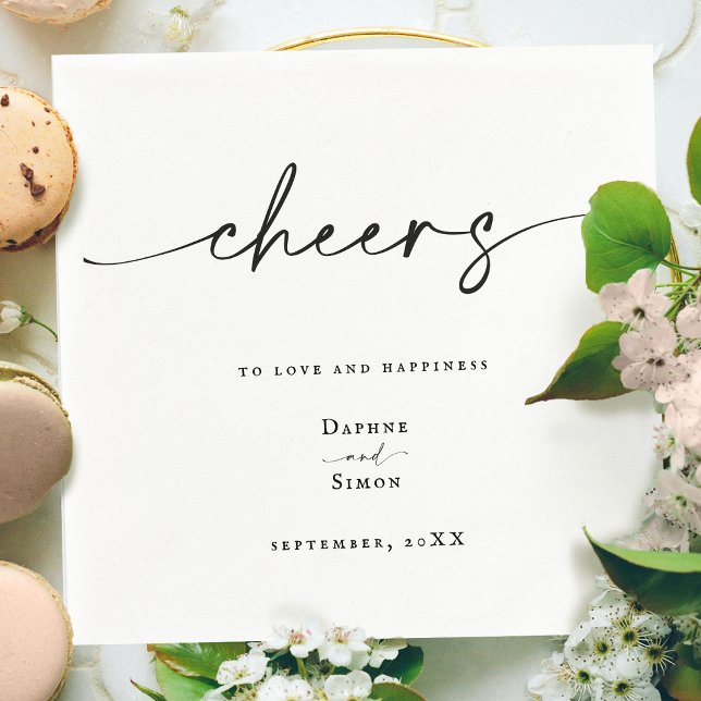 Minimalist Script Modern Black & White Napkin (Creator Uploaded)