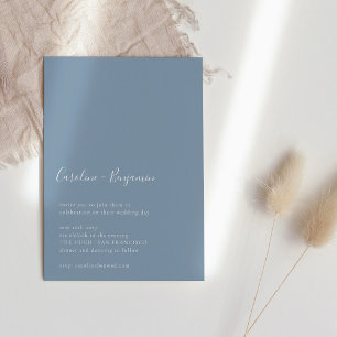 Minimalist Script Modern Boho Dusty Blue Wedding Invitation