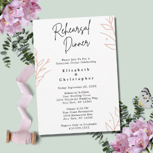 Minimalist Script Modern Boho Rehearsal Dinner Invitation