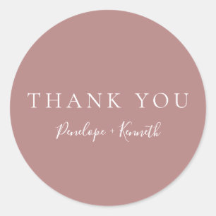 Minimalist Script Modern Custom Wedding Dusty Rose Classic Round Sticker