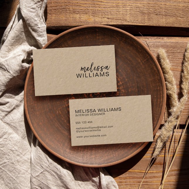 Minimalist Script Modern Rustic Kraft Business Card (Creator Uploaded)