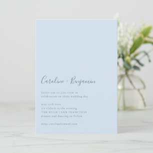 Minimalist Script Modern Simple Soft Blue Wedding Invitation