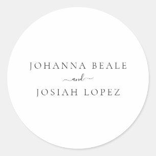 Minimalist Script Modern Wedding Classic Round Sticker