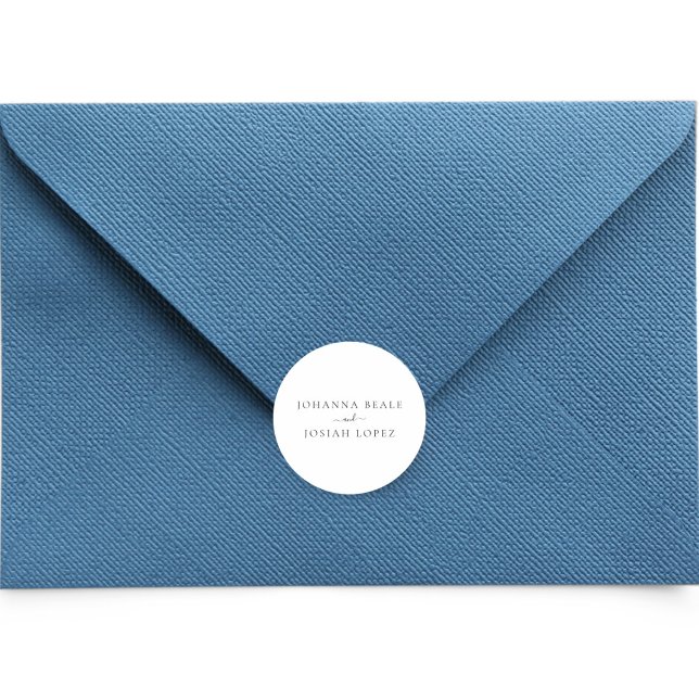 Minimalist Script Modern Wedding Classic Round Sticker (Creator Uploaded)