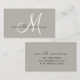 Minimalist Script Monogram Dark Griege Business Card