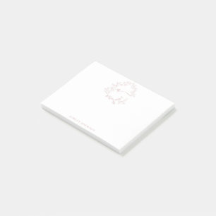 Minimalist Script Monogram Name Blush Dusty Pink Post-it Notes