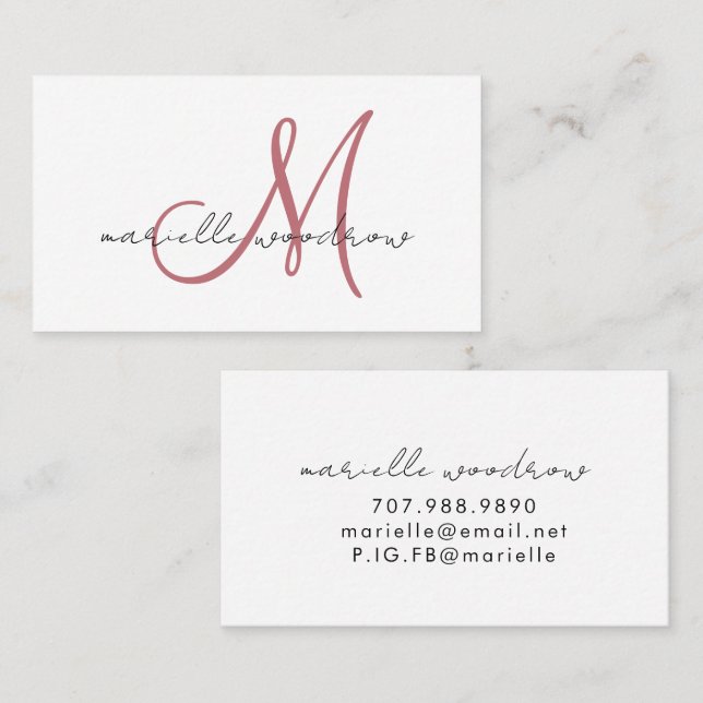 Minimalist Script Monogram Terracotta Calling Card (Front/Back)
