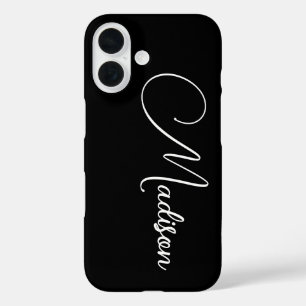 Minimalist Script Name Custom Black iPhone 16 Case