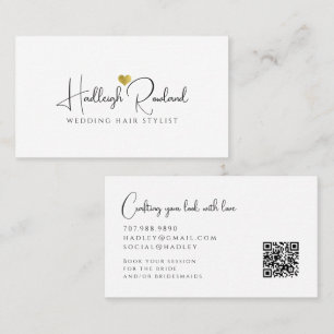Minimalist Script Name Heart Makeup Up Artist Business Card