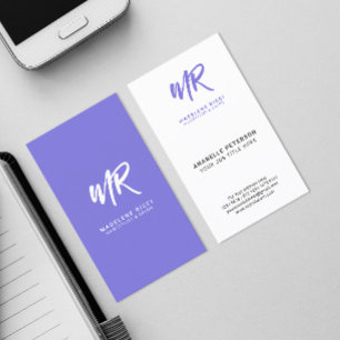 Minimalist Script Name Initial Special Purple Business Card