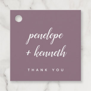Minimalist Script Names Modern Wedding Plum Favour Tags