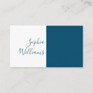 Minimalist Script Navy and White Business Card