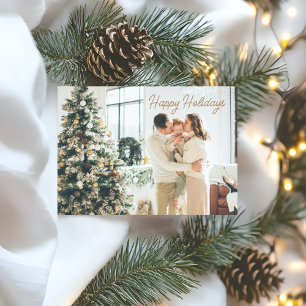 Minimalist Script Neutral Elegant Message Holiday Card