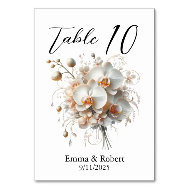Minimalist Script Orchid Wedding Seating Plan Table Number (Front)