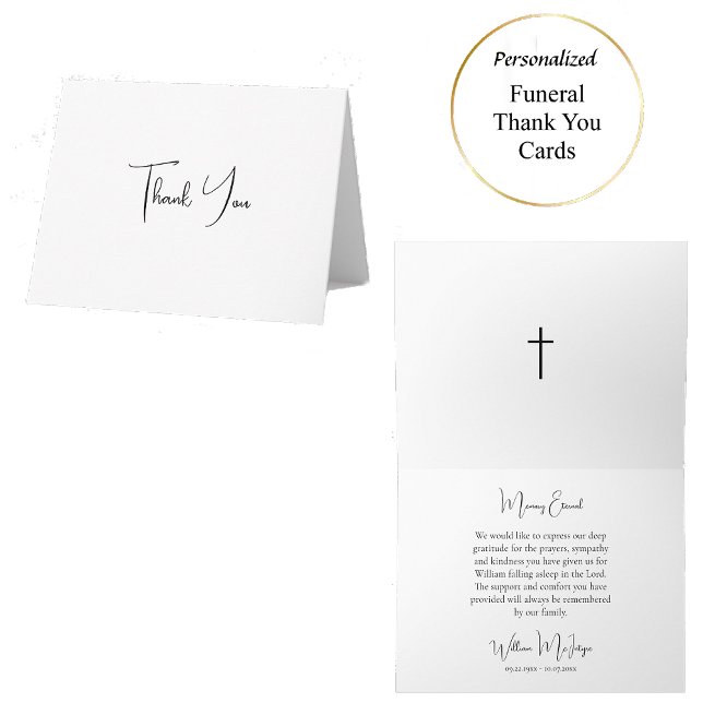 Minimalist Script Orthodox Christian Funeral Thank You Card (Creator Uploaded)