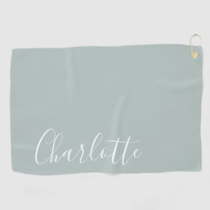 Minimalist Script Personalised Name Dusty Blue Golf Towel