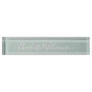 Minimalist Script Personalised Name Dusty Blue    Nameplate