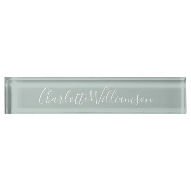 Minimalist Script Personalised Name Dusty Blue    Nameplate (Front)
