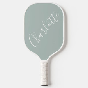 Minimalist Script Personalised Name Dusty Blue Pickleball Paddle