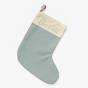 Minimalist Script Personalised Name Dusty Blue Small Christmas Stocking