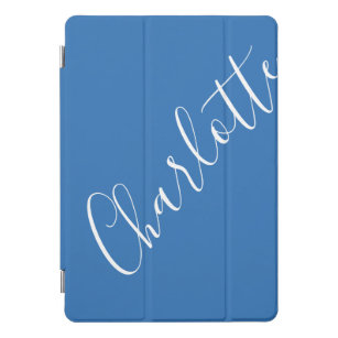 Minimalist Script Personalised Name French Blue iPad Pro Cover